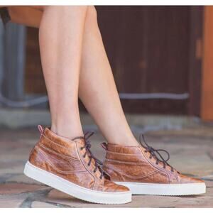 Bed I Stu Rossela High Top Sneaker Tan Smooth Leather Size 10 Lightly Worn Comfy